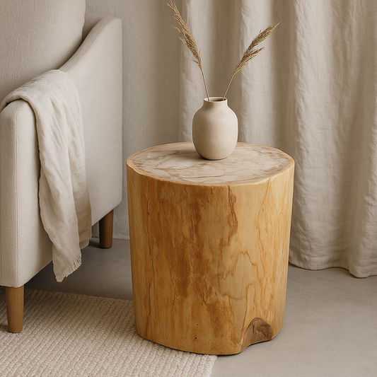 Sidebord i lyse nuancer – blød og skulpturel form